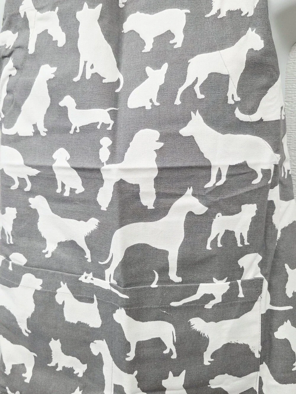 Grey Apron with White Dog Silhouette Print